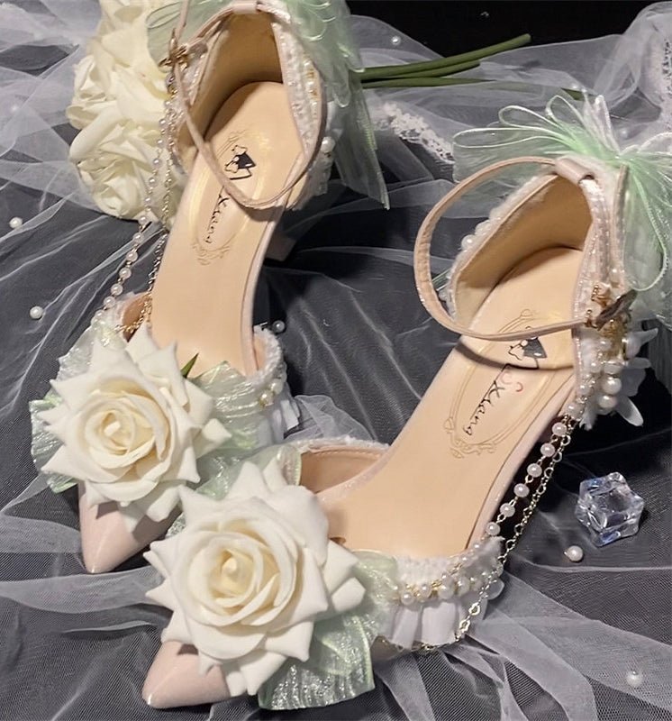 Rose Gift Lolita Bridal Heels LE5105 - LolitaEraLight Blue 5CM34Rose Gift Lolita Bridal Heels LE5105