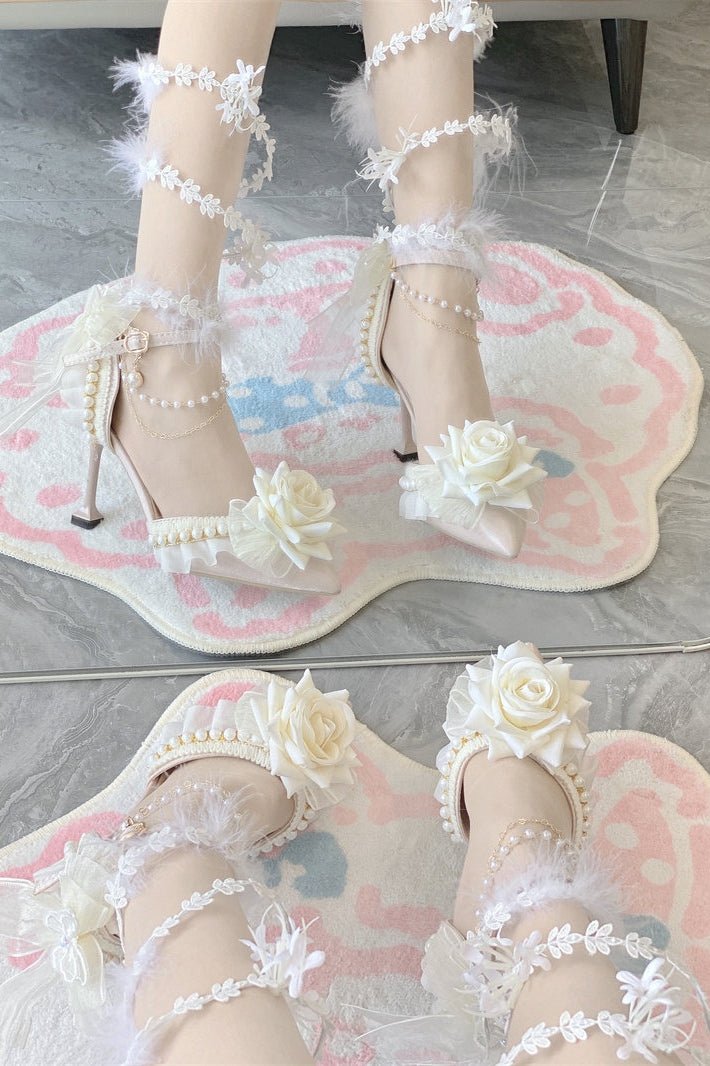 Rose Gift Lolita Bridal Heels LE5105 - LolitaEraLight Blue 5CM34Rose Gift Lolita Bridal Heels LE5105