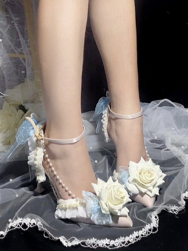 Rose Gift Lolita Bridal Heels LE5105 - LolitaEraLight Blue 5CM34Rose Gift Lolita Bridal Heels LE5105