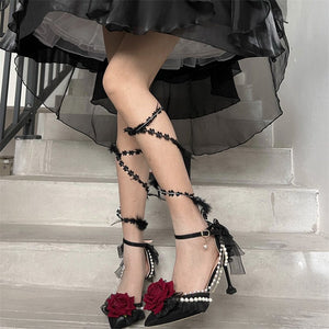 Rose Gift Lolita Bridal Heels LE5107 - LolitaEraRed 5CM34Rose Gift Lolita Bridal Heels LE5107