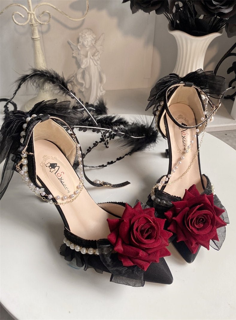 Rose Gift Lolita Bridal Heels LE5107 - LolitaEraRed 5CM34Rose Gift Lolita Bridal Heels LE5107
