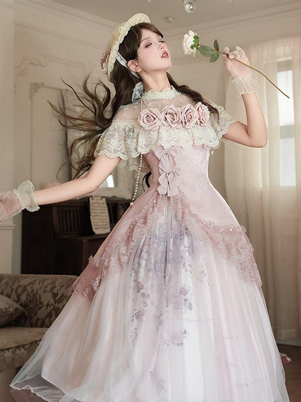 Rose Sonnet Lolita Pink Dress Set 1295 - LolitaEraPink SetSRose Sonnet Lolita Pink Dress Set 1295