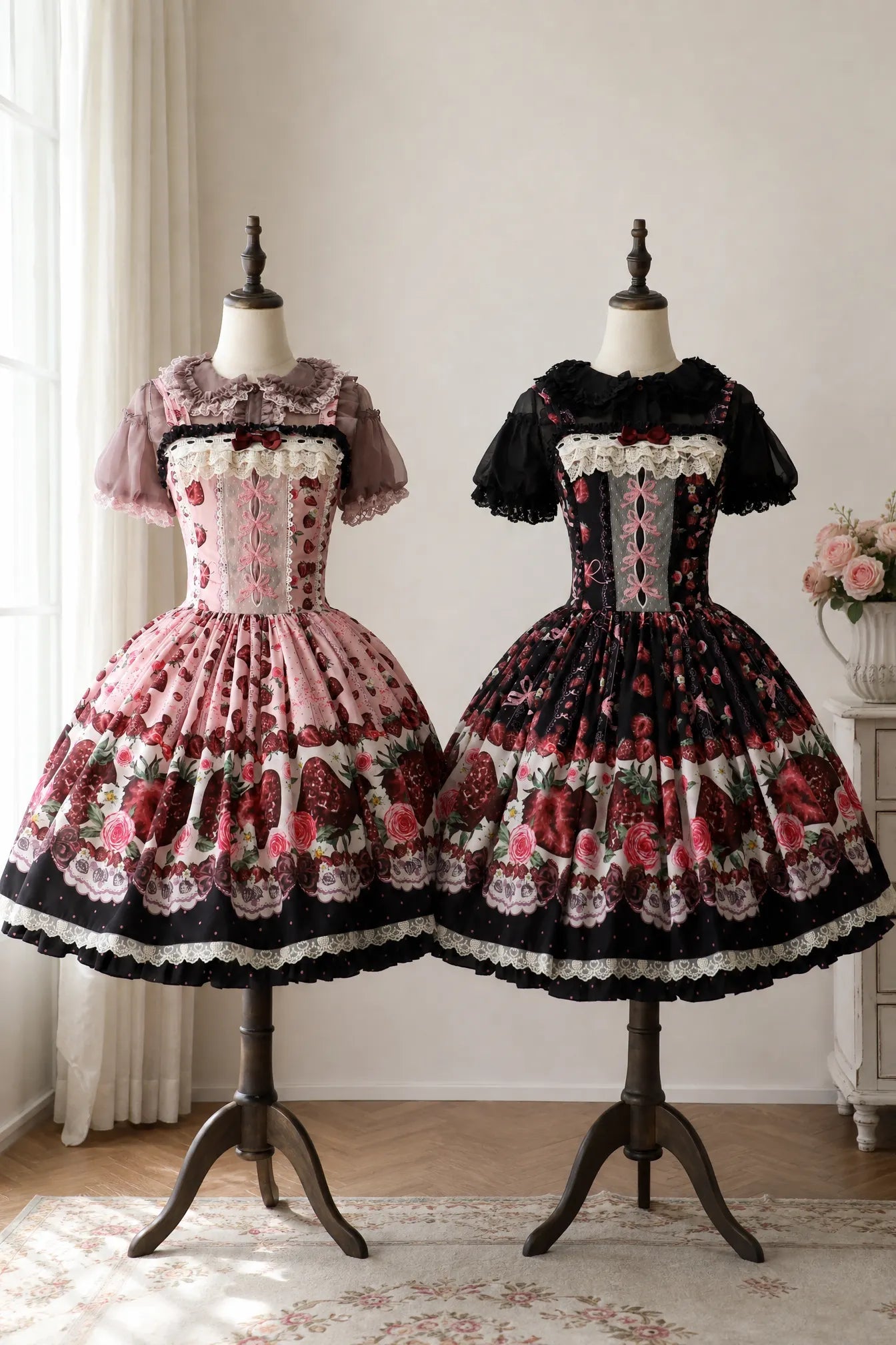 Rotten Berry Fairy Tale Strawberry Print Sweet Gothic Lolita JSK Dress - LolitaEra