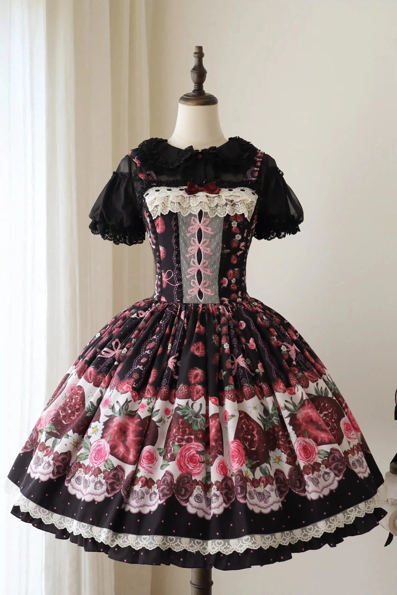 Rotten Berry Fairy Tale Strawberry Print Sweet Gothic Lolita JSK Dress - LolitaEra