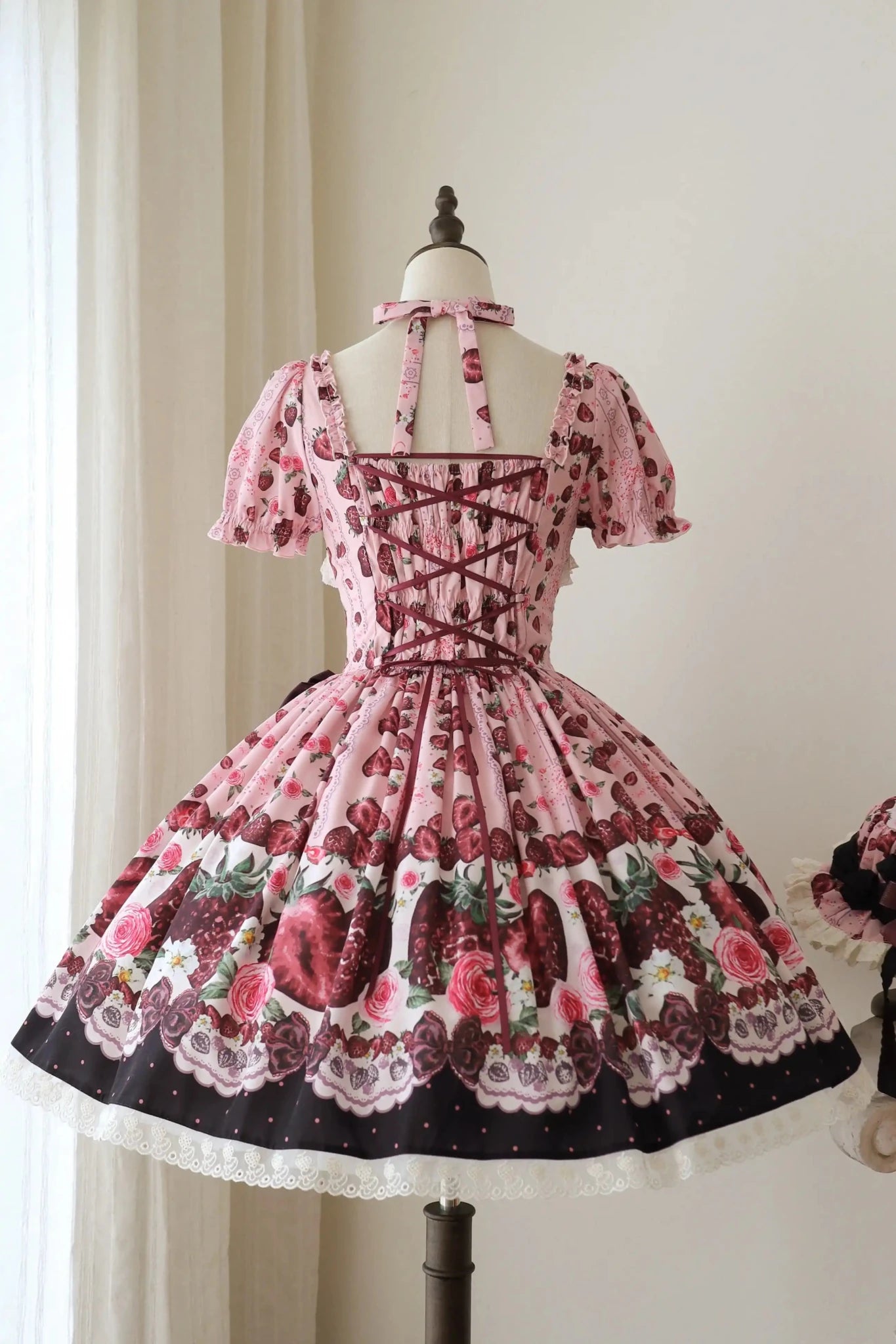 Rotten Berry Fairy Tale Strawberry Print Sweet Gothic Lolita OP Dress - LolitaEra