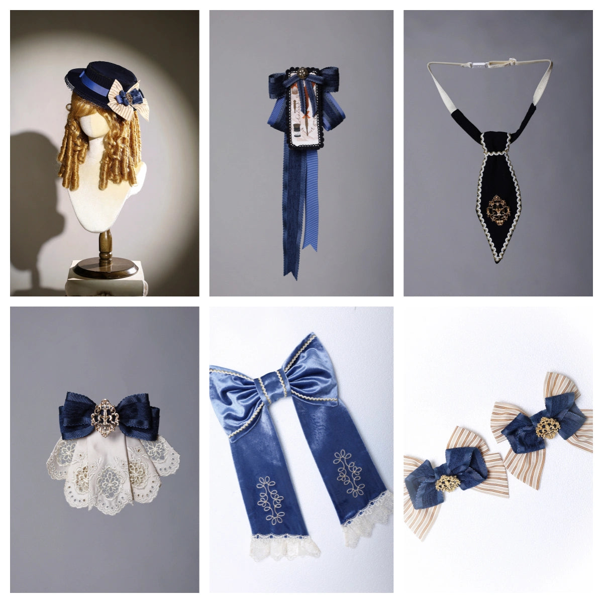 Italian Travelogue Navy British Style Lolita JSK Dress and Blouse