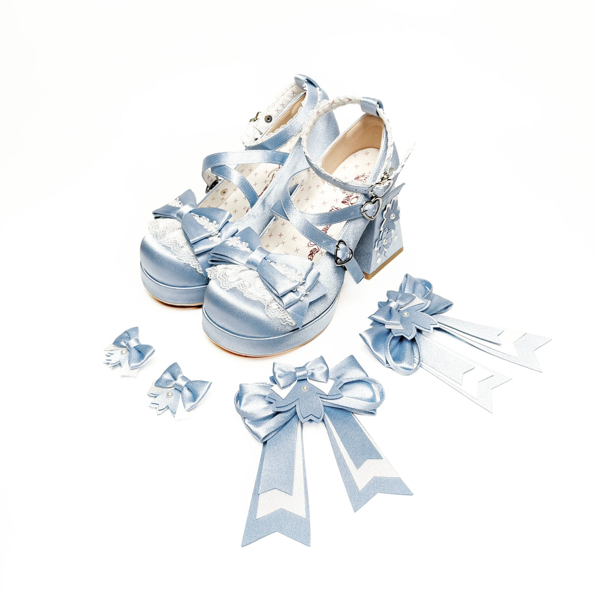 [Sakura Oath] Floating Dream Realm Lolita Shoes Round Toe Bow Sweet Cute Japanese Platform High Heels Women's Shoes
