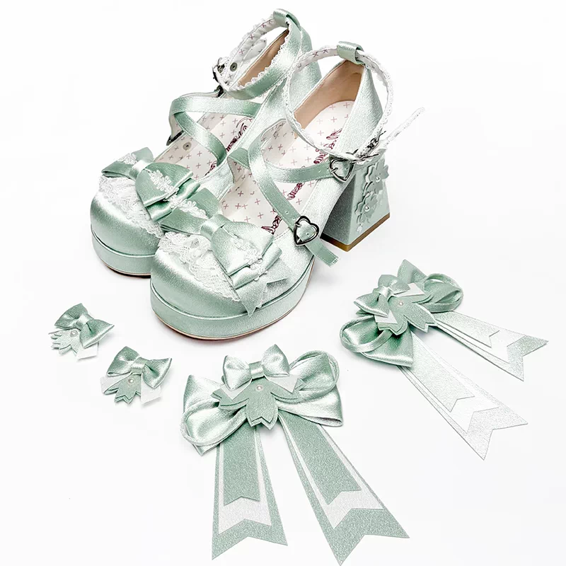 [Sakura Oath] Floating Dream Realm Lolita Shoes Round Toe Bow Sweet Cute Japanese Platform High Heels Women's Shoes