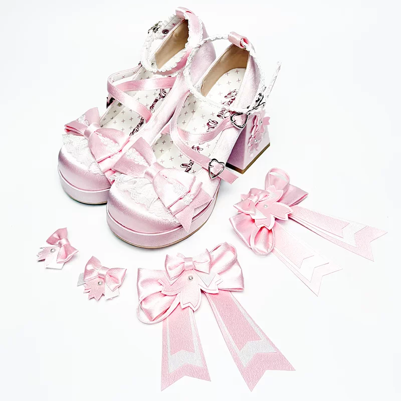 [Sakura Oath] Floating Dream Realm Lolita Shoes Round Toe Bow Sweet Cute Japanese Platform High Heels Women's Shoes
