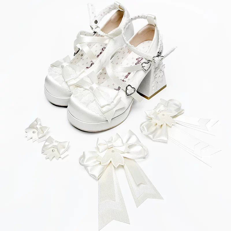 [Sakura Oath] Floating Dream Realm Lolita Shoes Round Toe Bow Sweet Cute Japanese Platform High Heels Women's Shoes