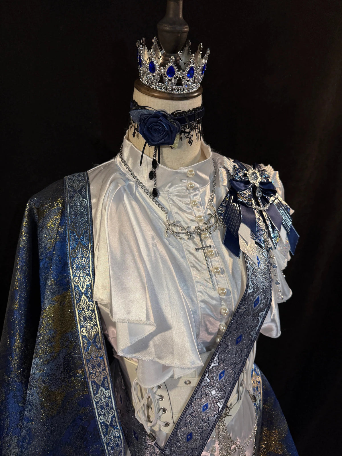 Sapphire Sovereign Royal Knight Court Style Vintage Gothic Lolita Prince Set - LolitaEra