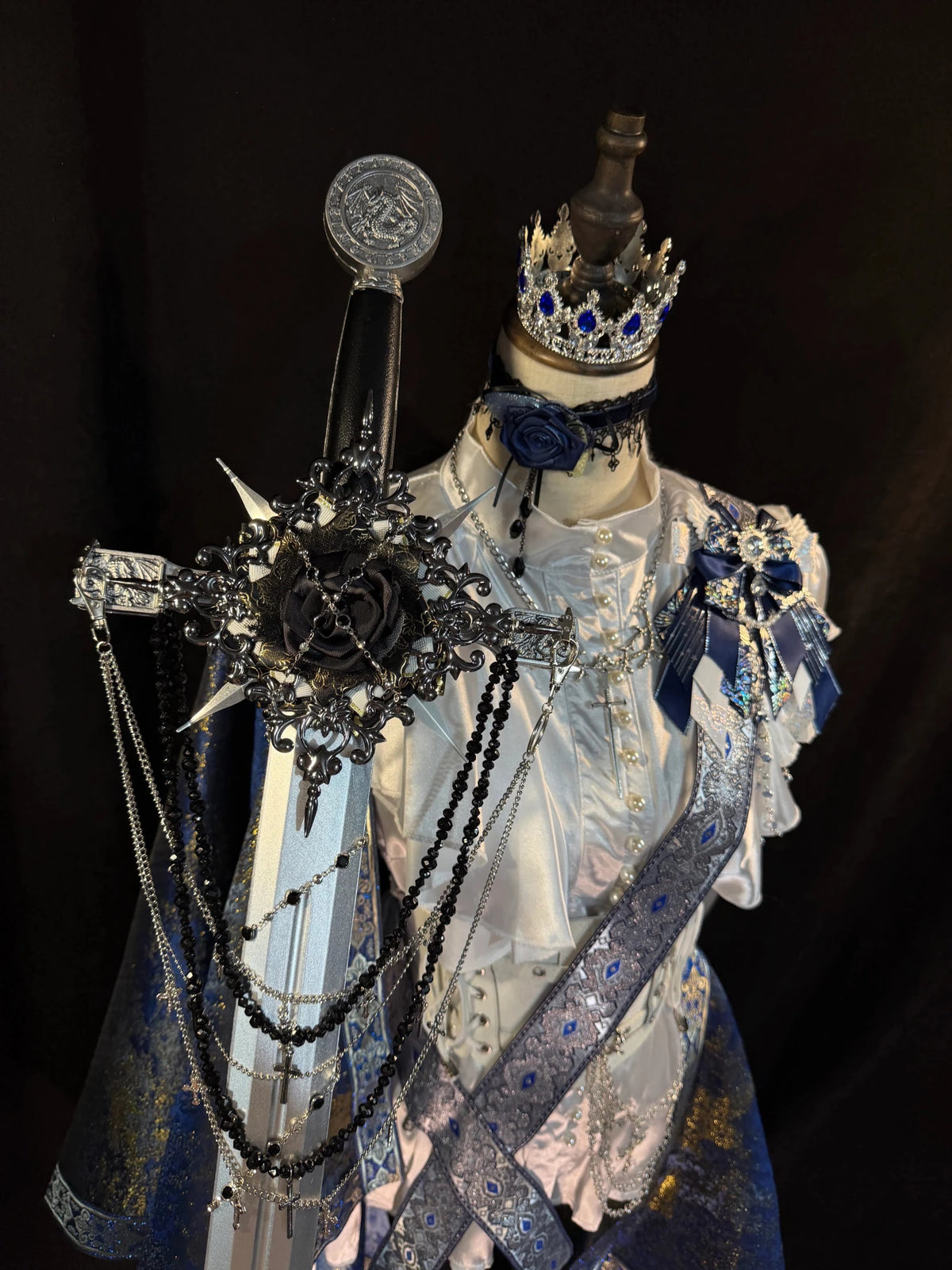 Sapphire Sovereign Royal Knight Court Style Vintage Gothic Lolita Prince Set - LolitaEra