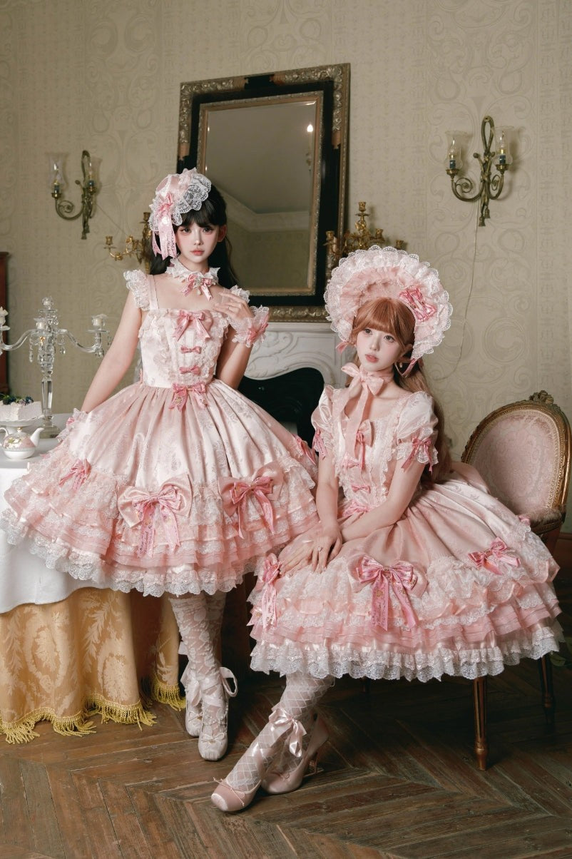 Satin Rose Sweet Lolita OP JSK Dress - LolitaEra