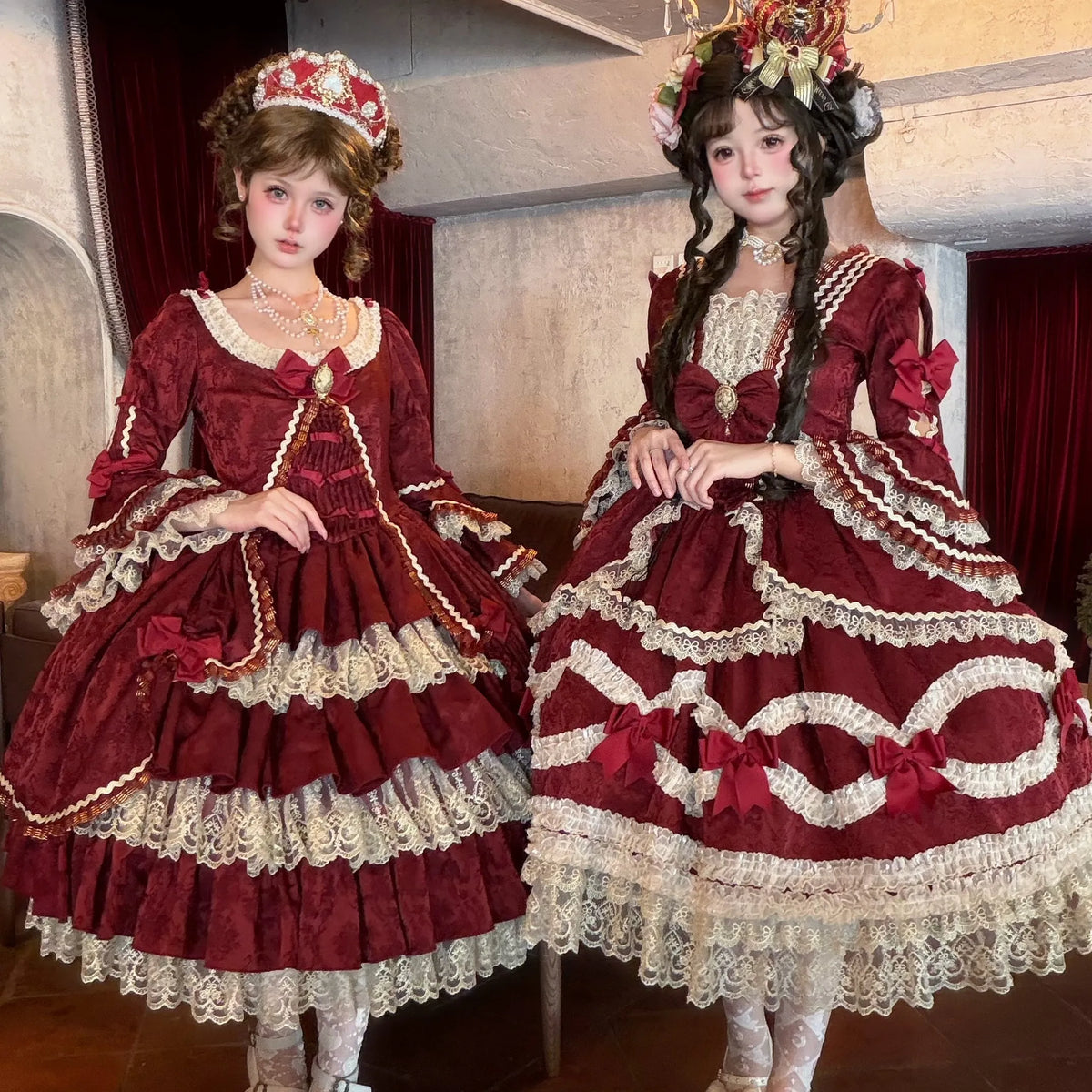 【Berry Rococo】"Scarlet Prologue" Red and Gold Dress-Style Luxurious Lolita Model, One Group Deposit