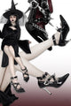 Scarlet Sorceress Pointed - Toe Metallic Stiletto Heels LE5114 - LolitaEraBlack Set34Scarlet Sorceress Pointed - Toe Metallic Stiletto Heels LE5114