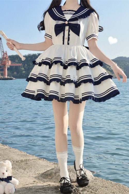 Sea Salt Cake 2.0 Slim - Fit Lolita Dress - LolitaEraBlueSSea Salt Cake 2.0 Slim - Fit Lolita Dress