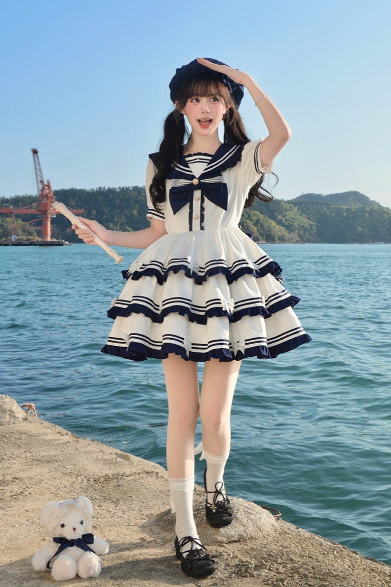 Sea Salt Cake 2.0 Slim - Fit Lolita Dress - LolitaEraBlueSSea Salt Cake 2.0 Slim - Fit Lolita Dress