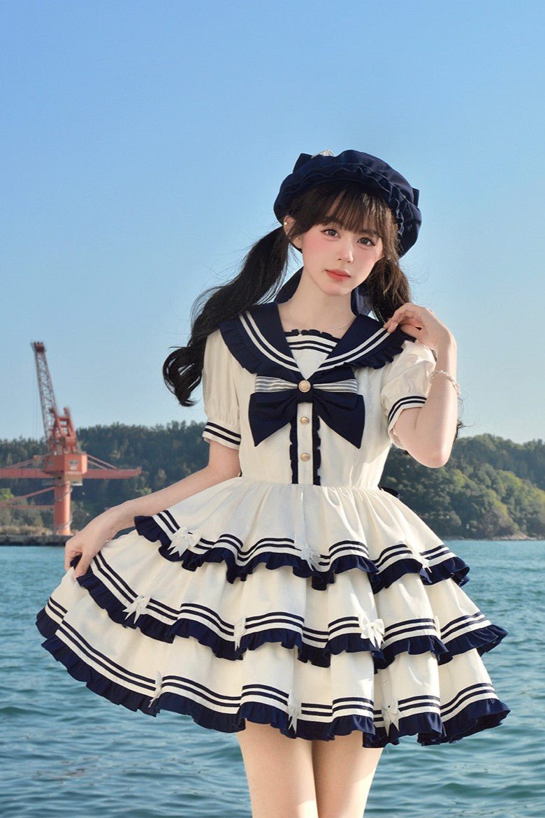 Sea Salt Cake 2.0 Slim - Fit Lolita Dress - LolitaEraBlueSSea Salt Cake 2.0 Slim - Fit Lolita Dress