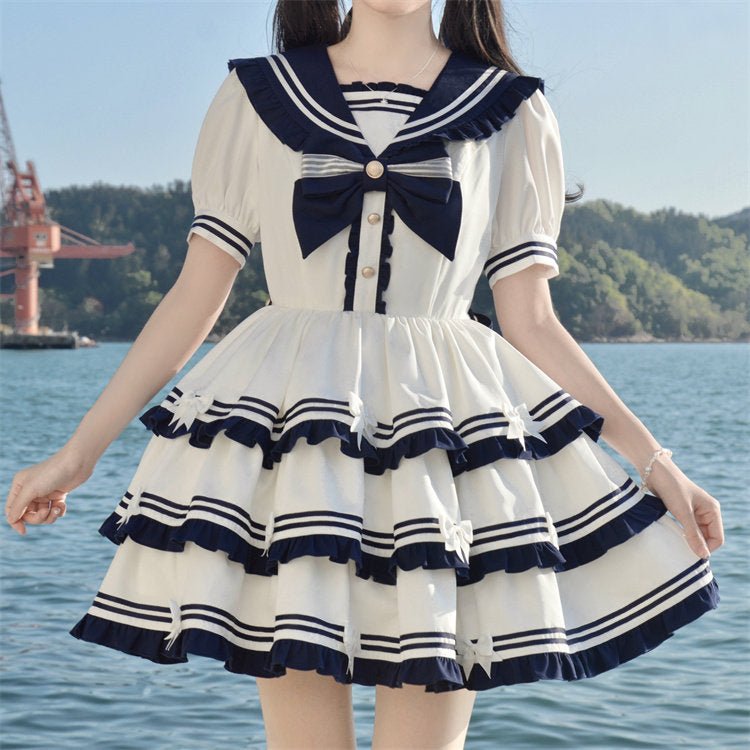 Sea Salt Cake 2.0 Slim - Fit Lolita Dress - LolitaEraBlueSSea Salt Cake 2.0 Slim - Fit Lolita Dress