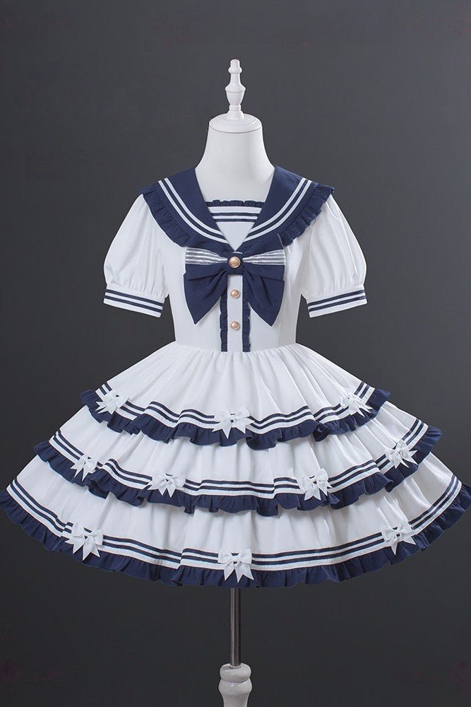 Sea Salt Cake 2.0 Slim - Fit Lolita Dress - LolitaEraBlueSSea Salt Cake 2.0 Slim - Fit Lolita Dress