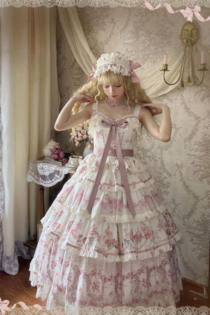 Secret Garden Lolita Pink JSK Dress LE1204 - LolitaEraPink JSKSSecret Garden Lolita Pink JSK Dress LE1204