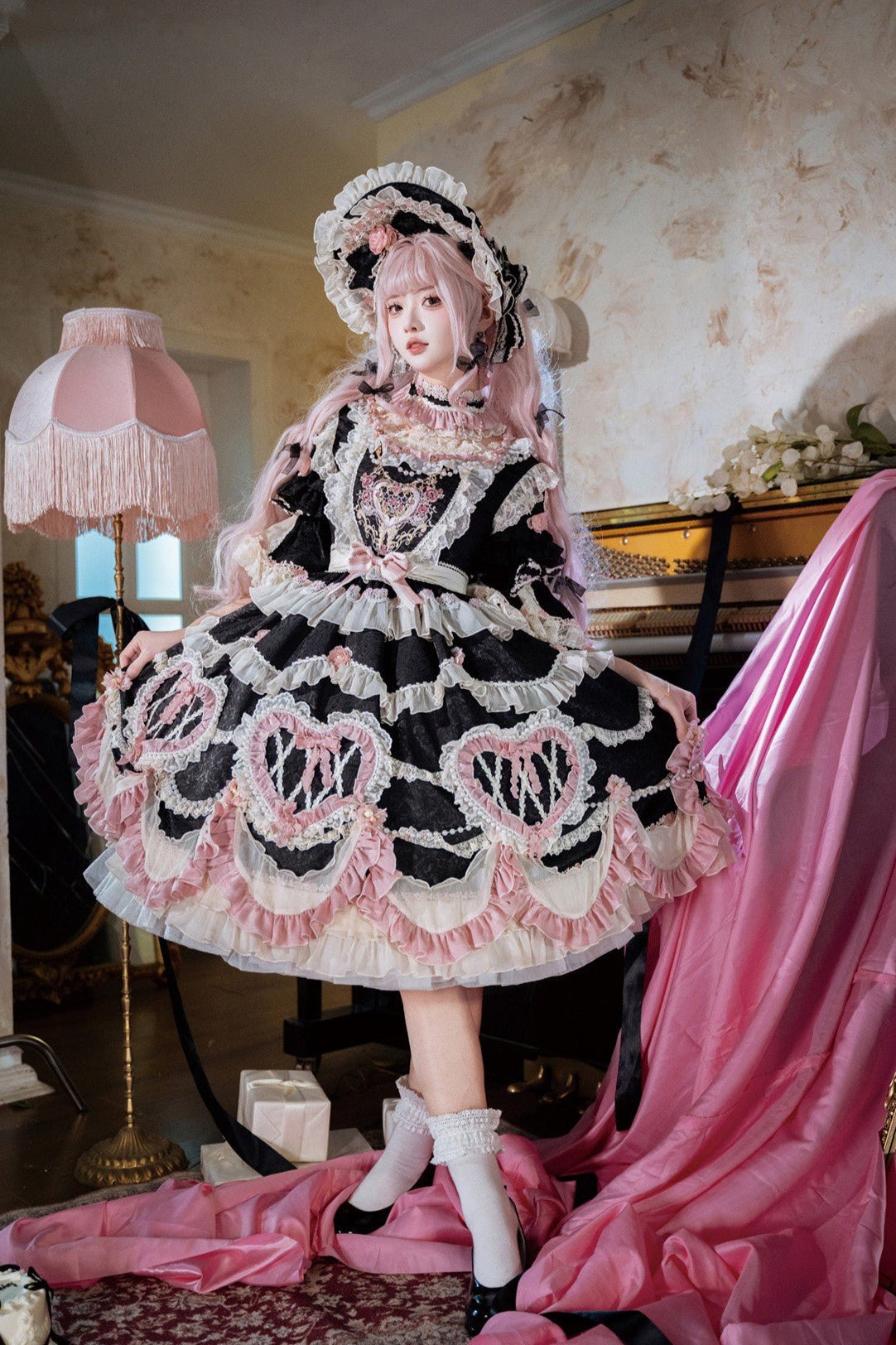 Shadow Waltz Vintage Cake Heavy - Duty Retro Ruffled Lolita Dress - LolitaEraOP DressSBlackShadow Waltz Vintage Cake Heavy - Duty Retro Ruffled Lolita Dress