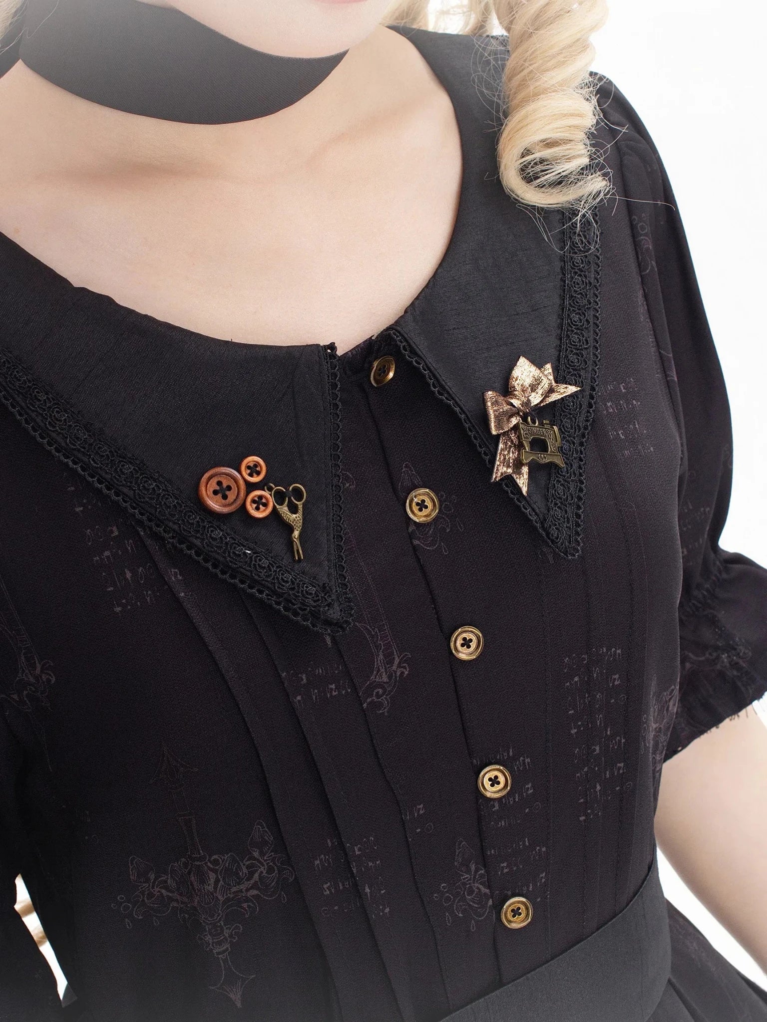 Shadow Window Lolita Gothic Peter‑pan Collar OP & Velvet JSK Dress - LolitaEra