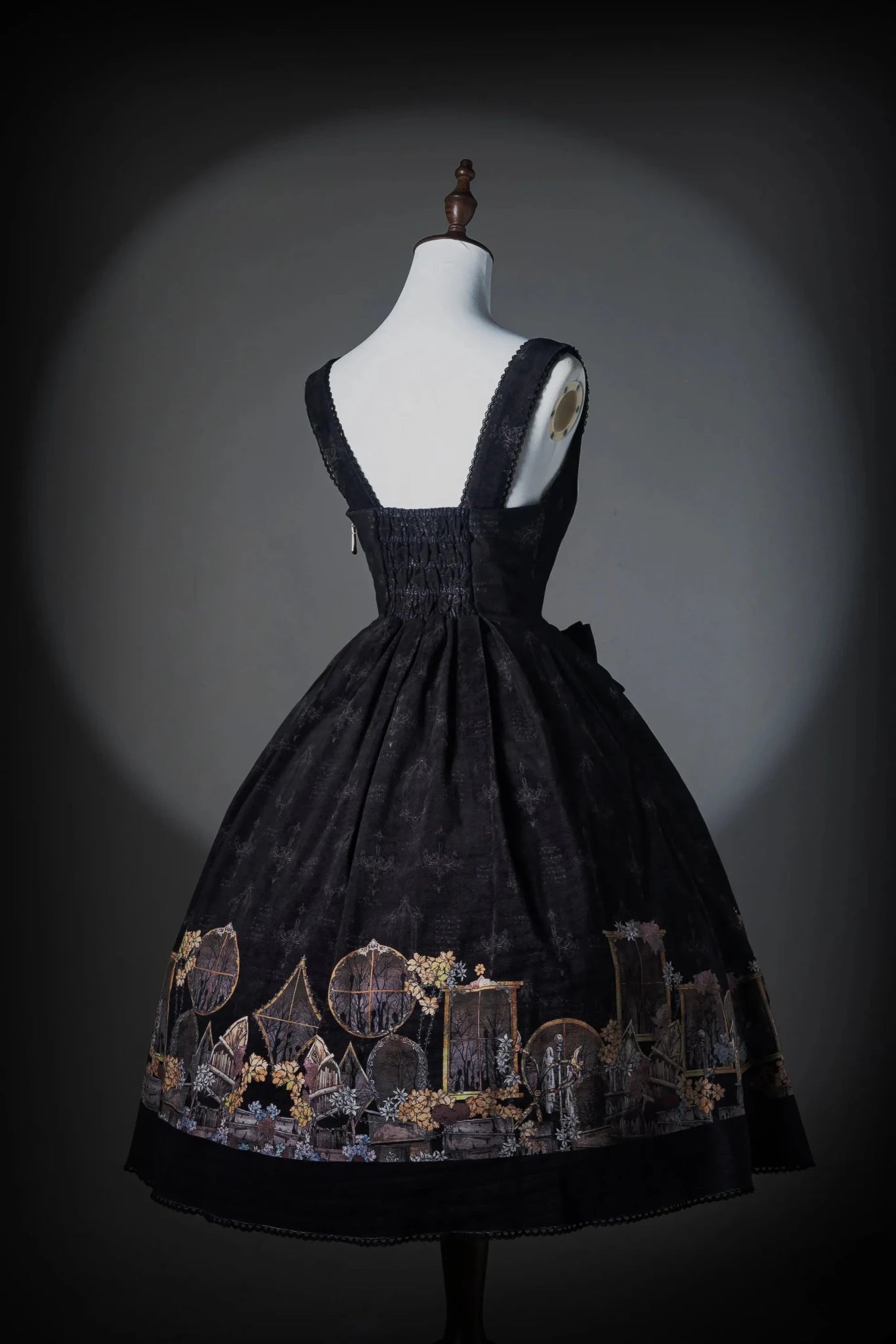 Shadow Window Lolita Gothic Peter‑pan Collar OP & Velvet JSK Dress - LolitaEra