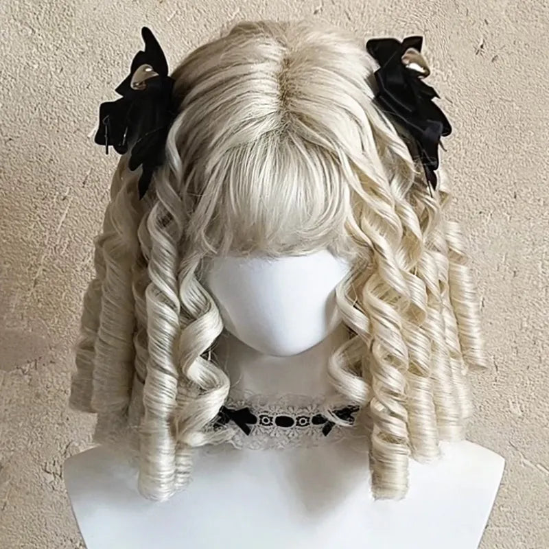 Short Explosive Flash Roman Roll Wig Imported Silk Lolita Wig Cute Oil Painting Mabuhi