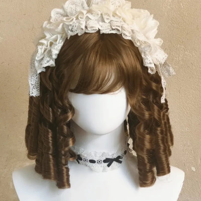 Short Explosive Flash Roman Roll Wig Imported Silk Lolita Wig Cute Oil Painting Mabuhi