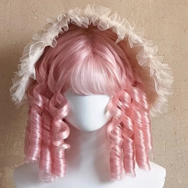 Short Explosive Flash Roman Roll Wig Imported Silk Lolita Wig Cute Oil Painting Mabuhi