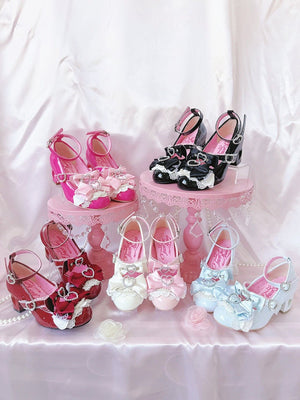 Showa Vow 2.0 Hime Goto Wedge Blue Heels - LolitaEraBlue 6cm35Showa Vow 2.0 Hime Goto Wedge Blue Heels