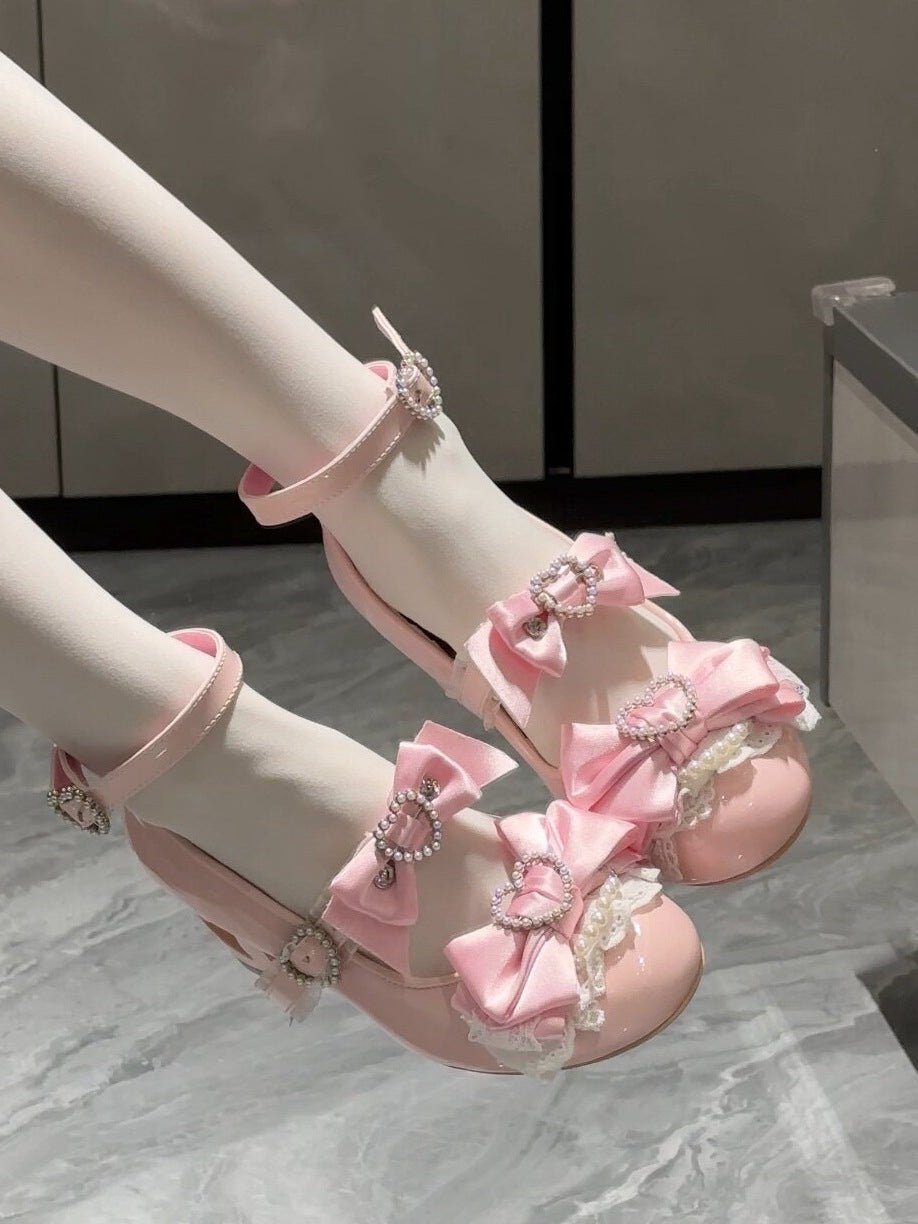 Showa Vow 2.0 Hime Goto Wedge Pink Heels - LolitaEraPink 6cm35Showa Vow 2.0 Hime Goto Wedge Pink Heels