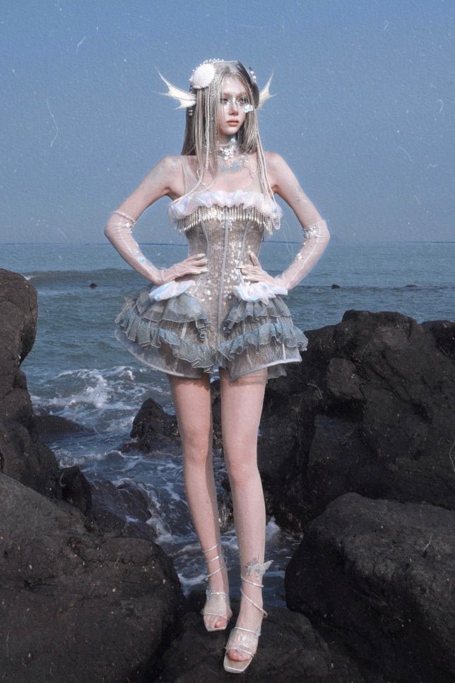 Siren's Call Sequin Boned Corset Dress LE1207 - LolitaEraDressSSiren's Call Sequin Boned Corset Dress LE1207