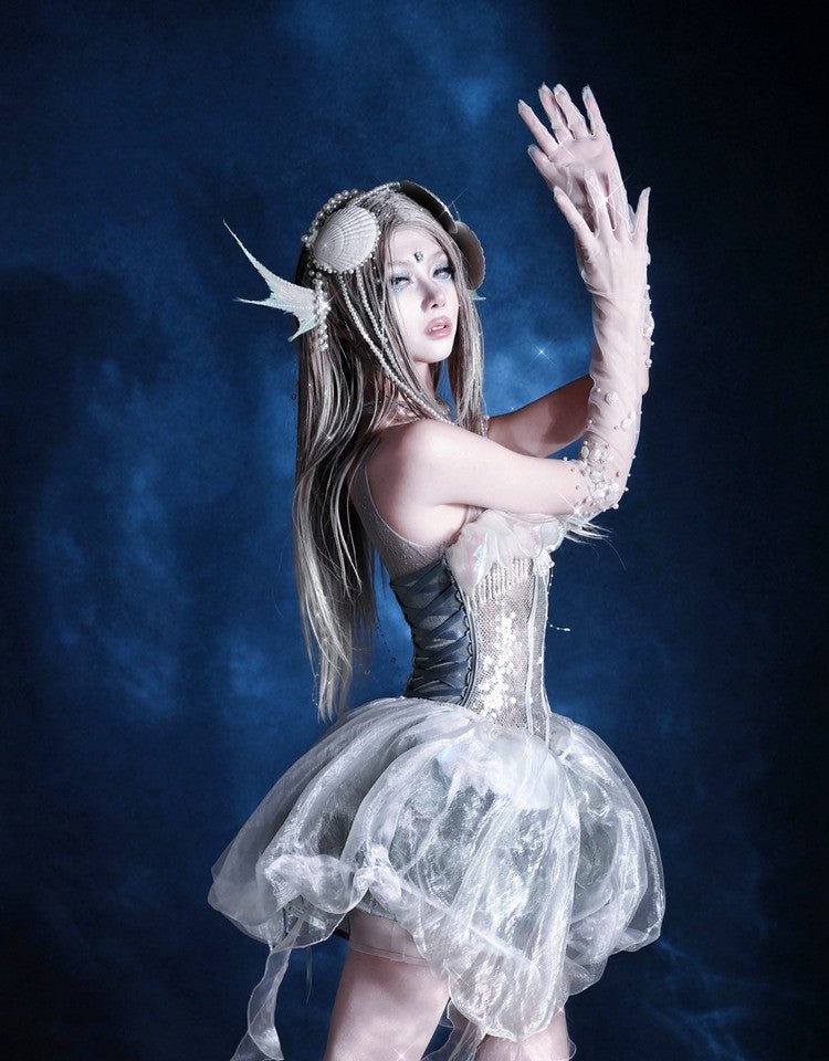 Siren's Call Sequin Boned Corset Dress LE1207 - LolitaEraDressSSiren's Call Sequin Boned Corset Dress LE1207