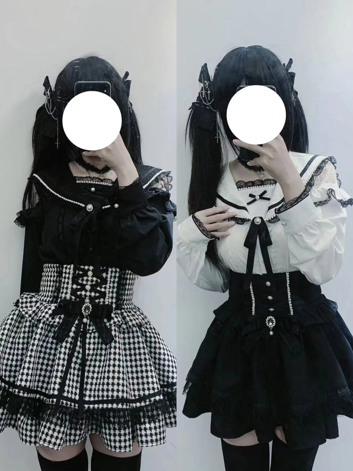 *Skirt* Virtual Heaven Original Design Mass-Produced Japanese-Style Skirt with Bow, Lace, and Pearls, Cute and Adorable