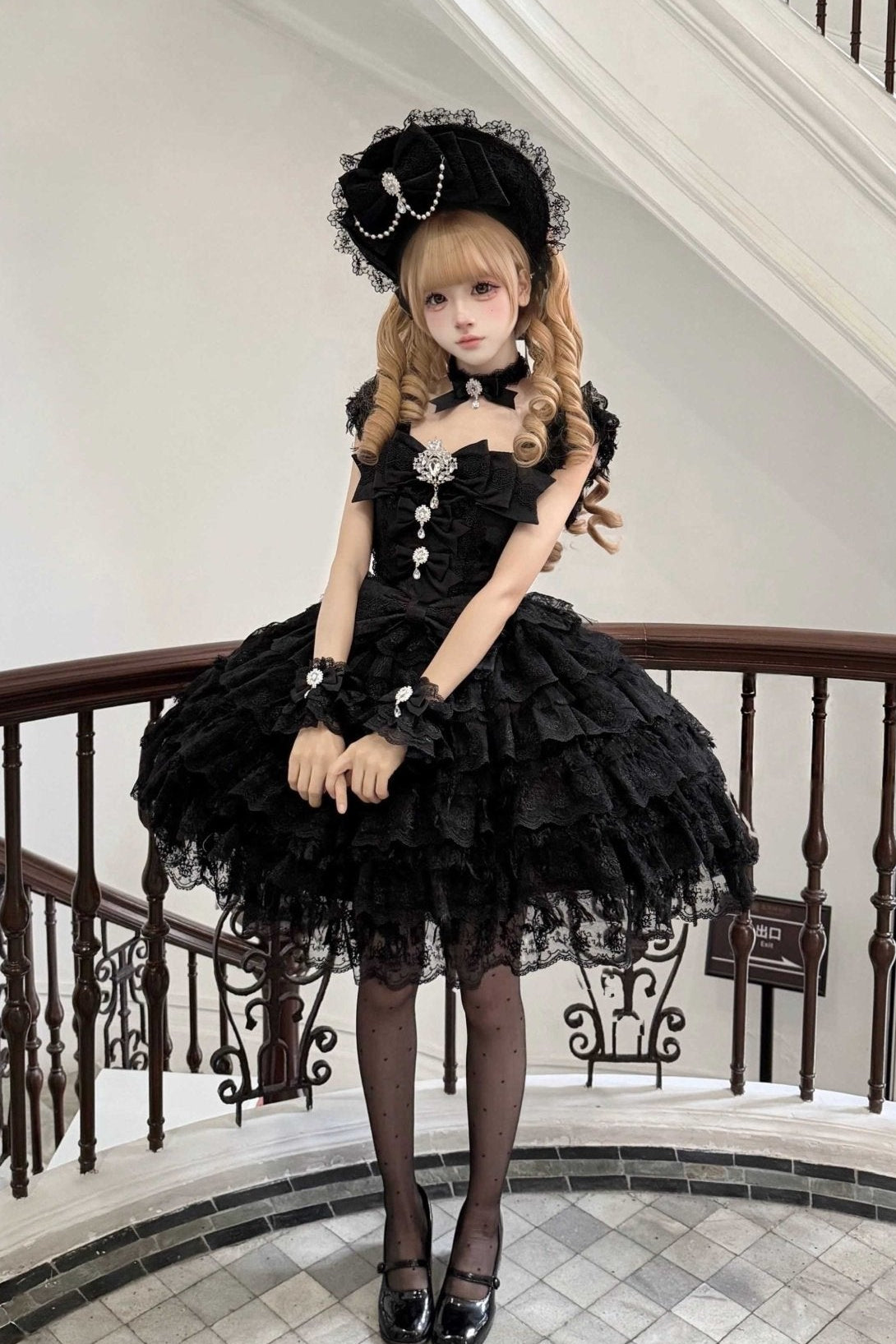 Snow Feather Lolita White Wedding JSK Dress 1310 - LolitaEraBlack JSKSSnow Feather Lolita White Wedding JSK Dress 1310