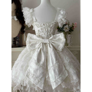 Snow Feather Lolita White Wedding JSK Dress 1310 - LolitaEraBlack JSKSSnow Feather Lolita White Wedding JSK Dress 1310