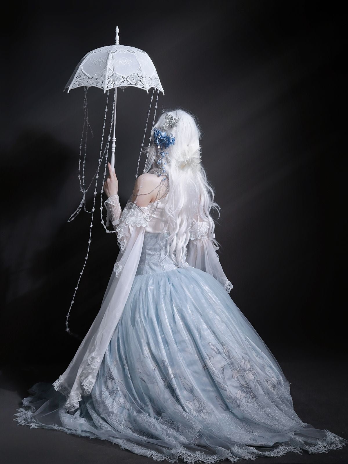 Snow Lily Elegant Lolita Separate Set LE1129 - LolitaEraTop+Skirt+Sleeves SetSSnow Lily Elegant Lolita Separate Set LE1129