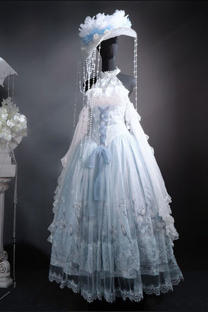 Snow Lily Elegant Lolita Separate Set LE1129 - LolitaEraTop+Skirt+Sleeves SetSSnow Lily Elegant Lolita Separate Set LE1129