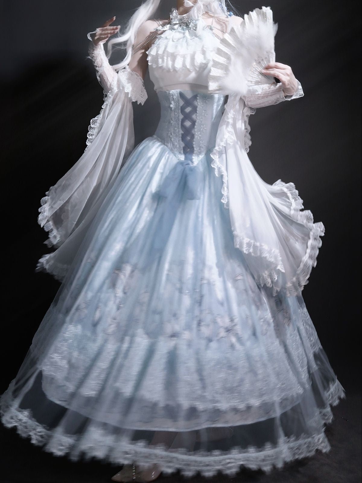 Snow Lily Elegant Lolita Separate Set LE1129 - LolitaEraTop+Skirt+Sleeves SetSSnow Lily Elegant Lolita Separate Set LE1129