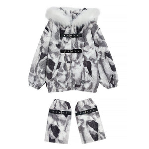 Snow Mountain Gradient Thick Plush Padded Coat - LolitaEraGraySSnow Mountain Gradient Thick Plush Padded Coat