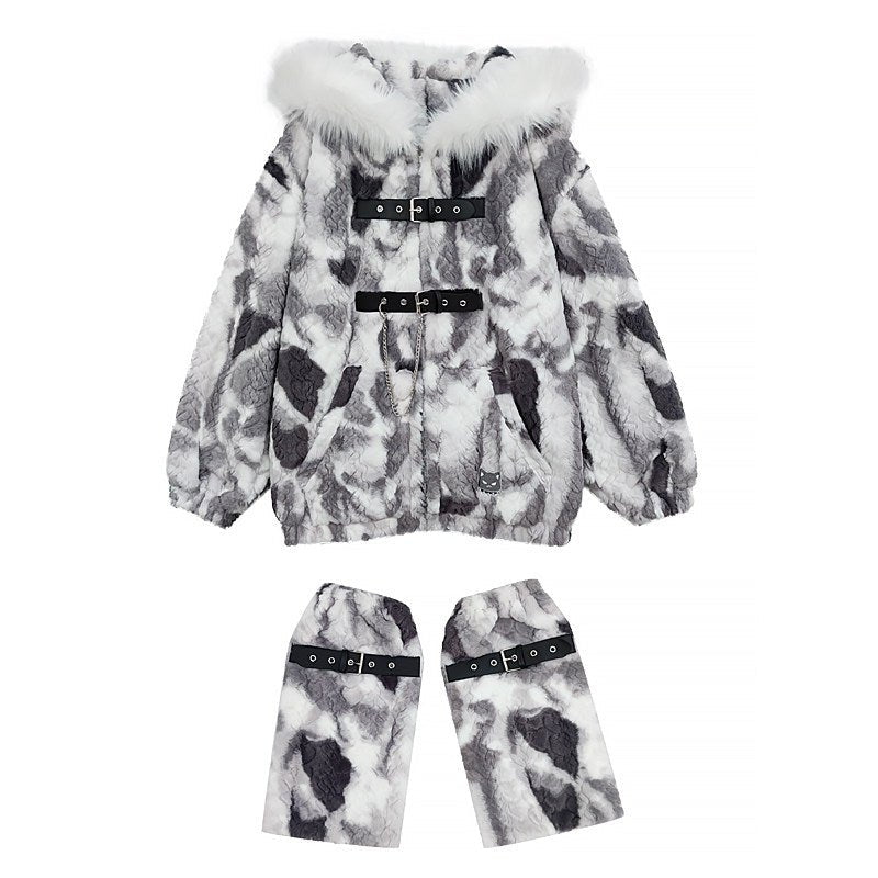 Snow Mountain Gradient Thick Plush Padded Coat - LolitaEraGraySSnow Mountain Gradient Thick Plush Padded Coat