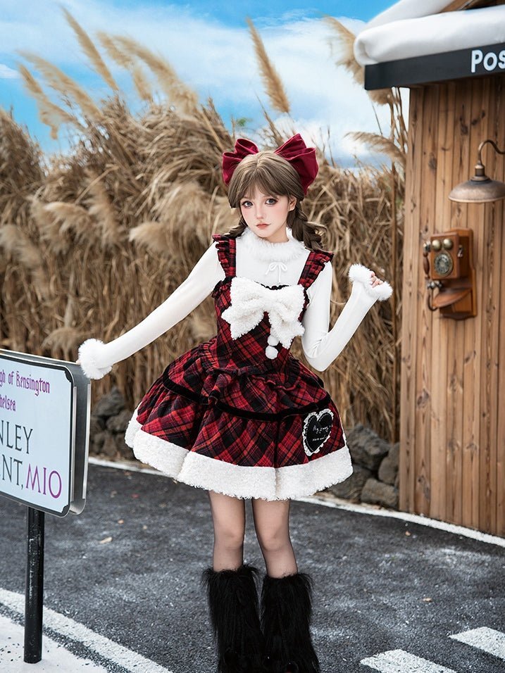 Snow Night Wish Melody Plaid Lolita JSK - LolitaEra
