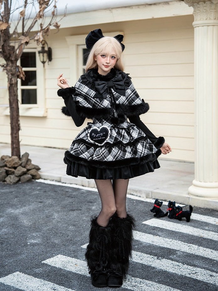 Snow Night Wish Melody Plaid Lolita JSK - LolitaEra