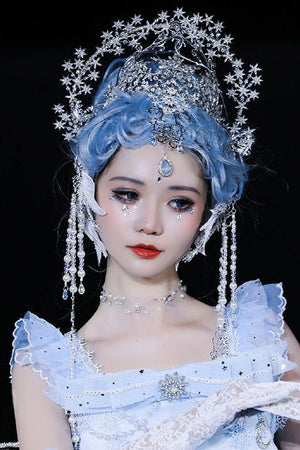 Snow Spirit Bridal Wedding Crown Headpiece - LolitaEraSetSnow Spirit Bridal Wedding Crown Headpiece