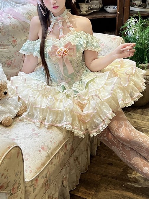 Spring Romance Princess Mint Green JSK - LolitaEraGreen Dress+BowSSpring Romance Princess Mint Green JSK