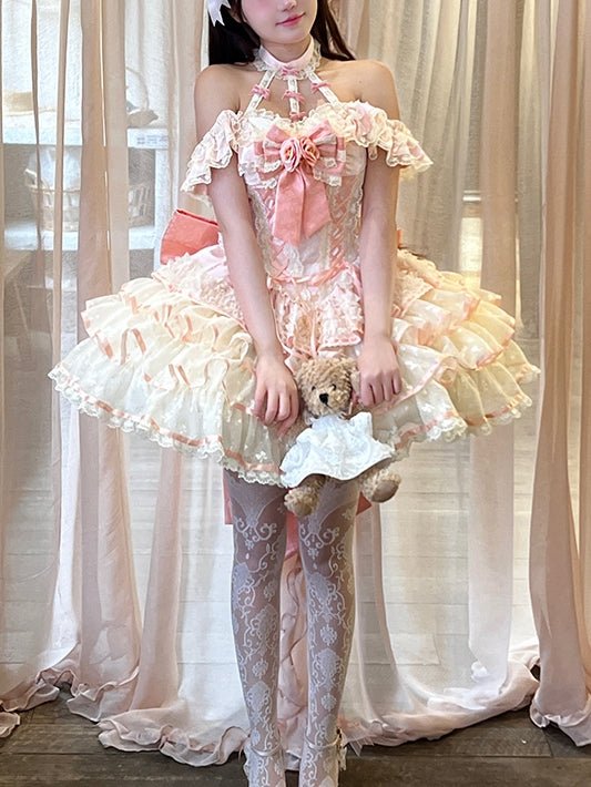 Spring Romance Princess Pink JSK - LolitaEraPink Dress+BowSSpring Romance Princess Pink JSK