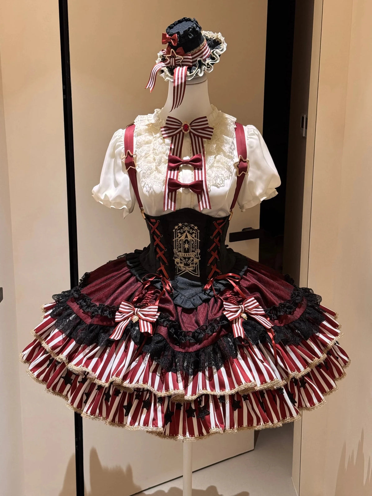 Star Track Academy Stripe Corset Gothic Lolita SK Dress Set - LolitaEra