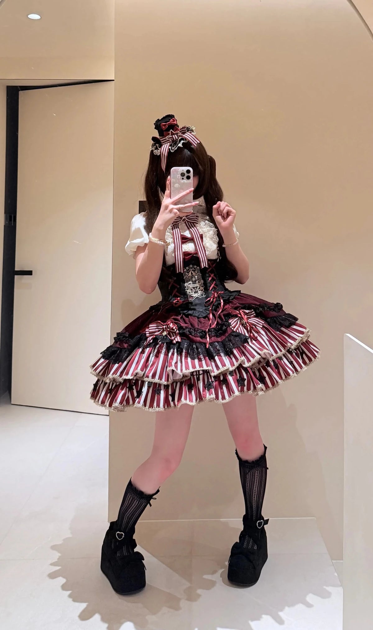 Star Track Academy Stripe Corset Gothic Lolita SK Dress Set - LolitaEra